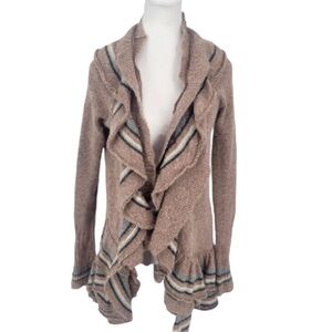 ANTHROPOLOGIE SPARROW Angora Wool Blend Ruffled Open Front Cardigan